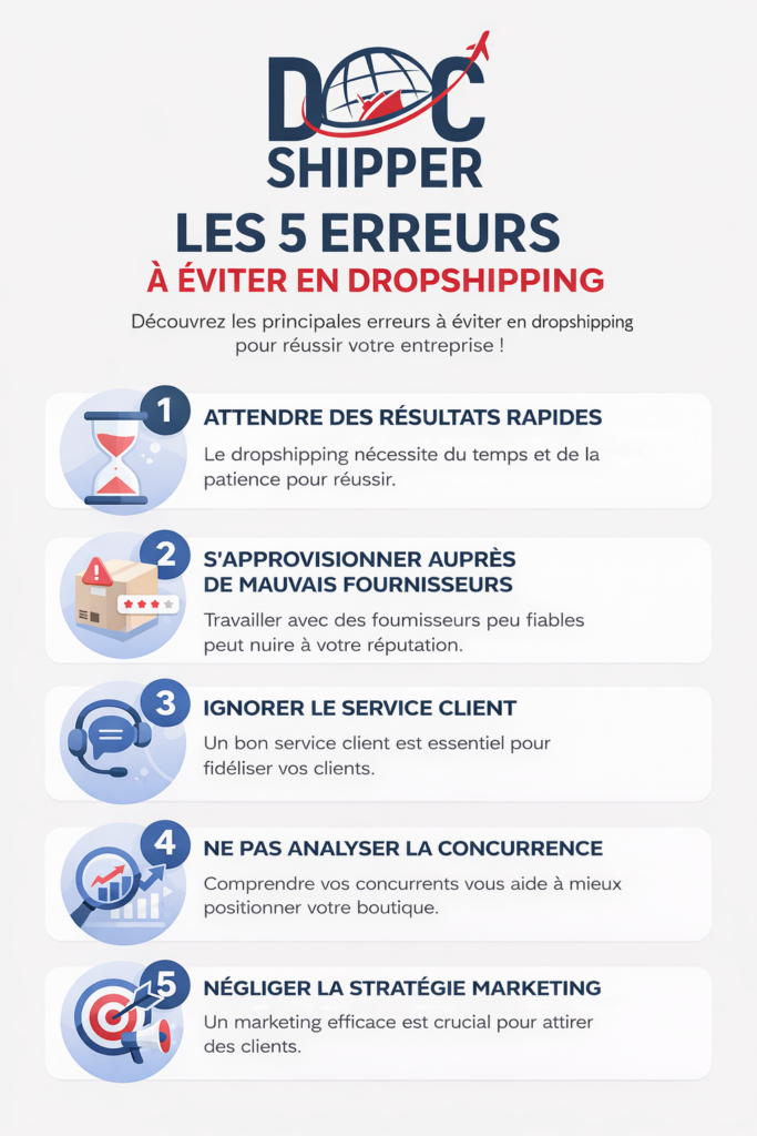 LES 5 ERREURS À ÉVITER EN DROPSHIPPING