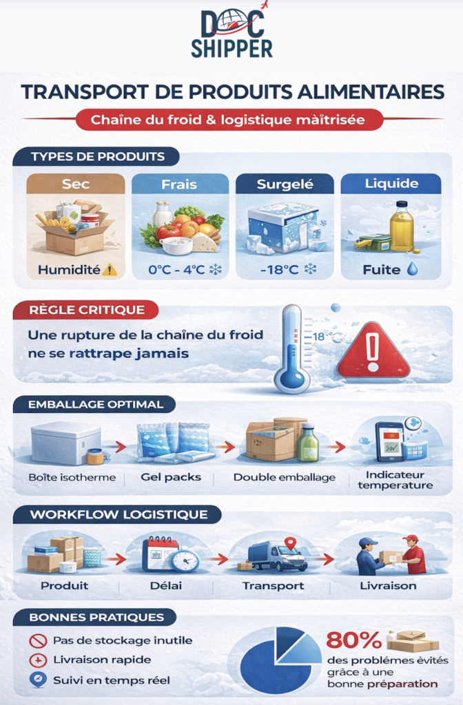 Transport de produits alimentaires en logistique