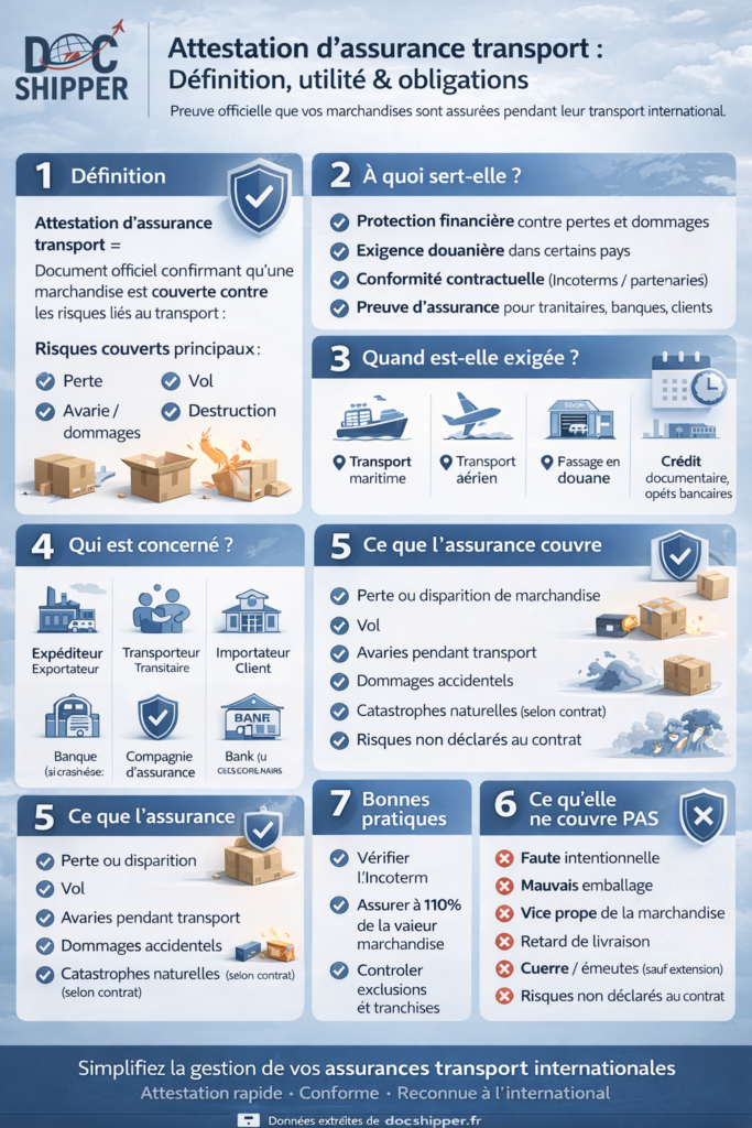 Attestation d'assurance transport
