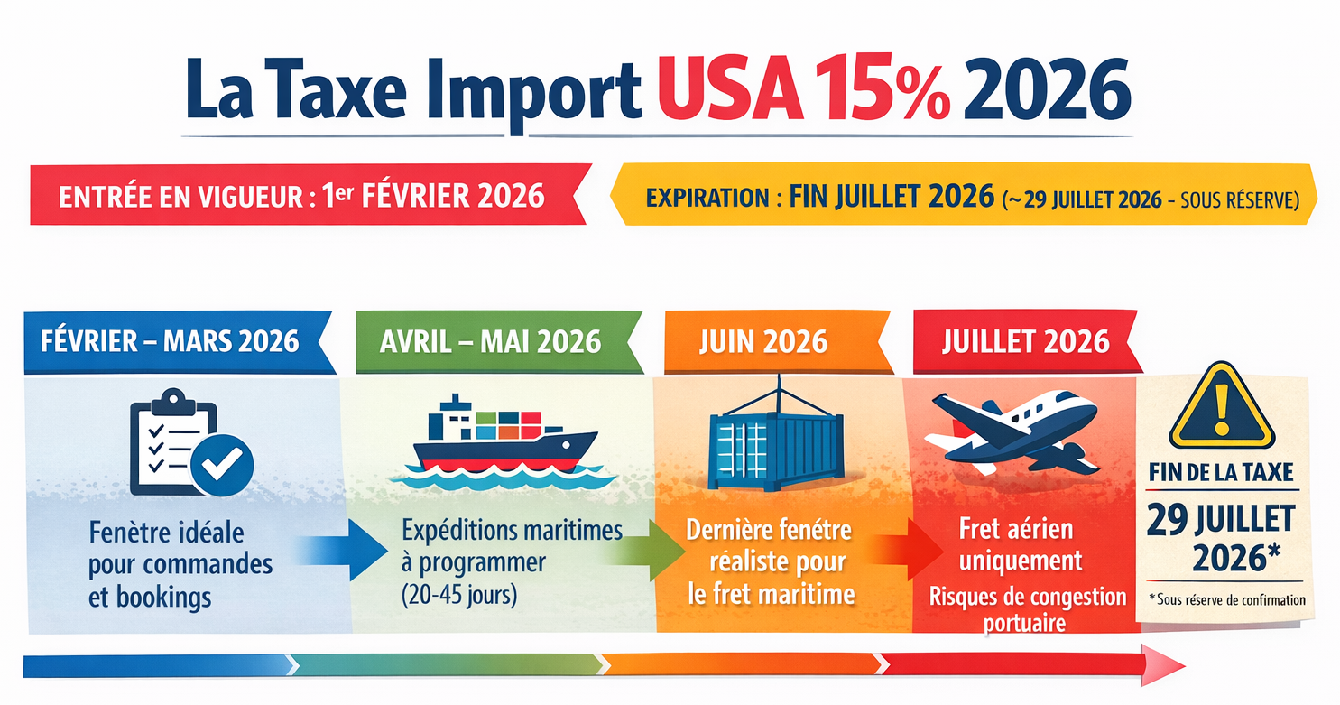 la taxe import USA 15% 2026