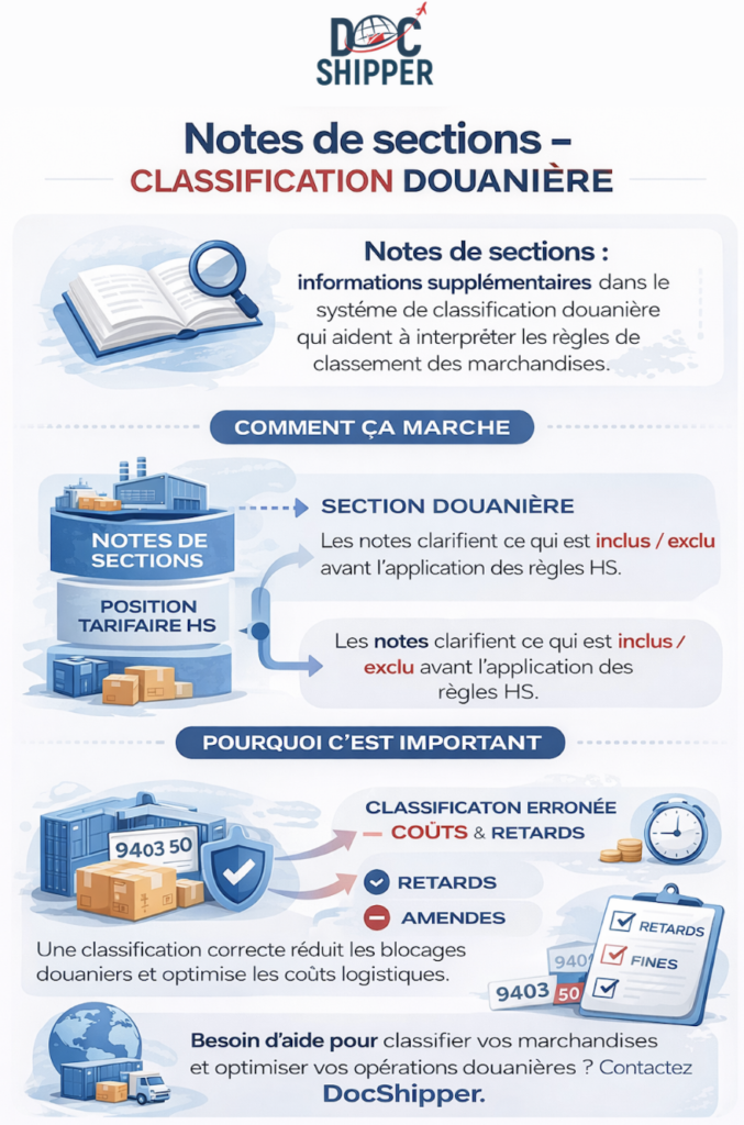 notes de sections - classification douanière