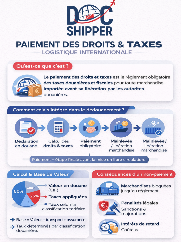 paiement des droits & taxes