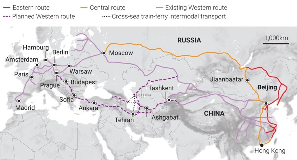 Lignes ferroviaires Chine - Europe